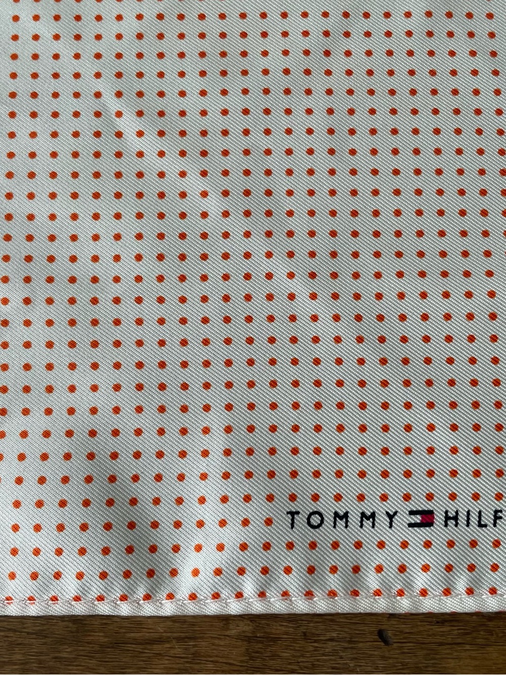 NWOT Tommy Hilfiger 100% Silk White w/Mini Red Dots Pocket Square